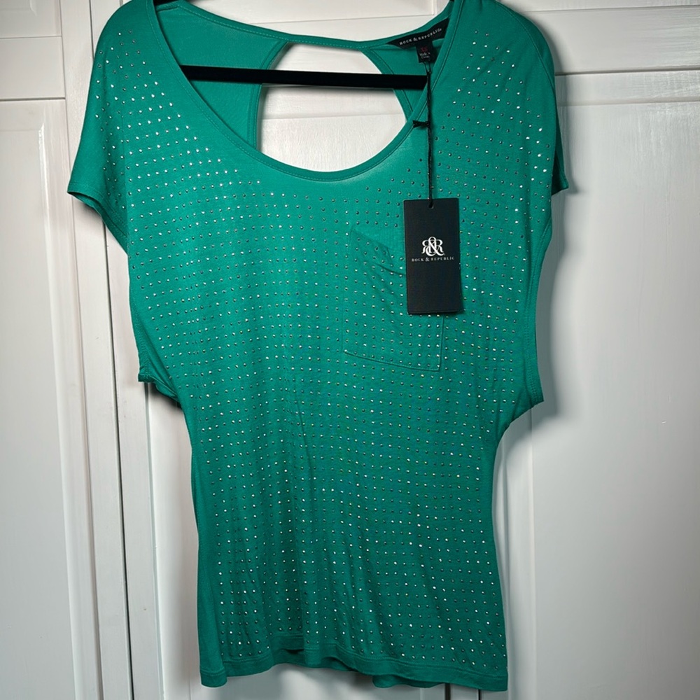 NWT Rock & Republic rhinestone top size XS